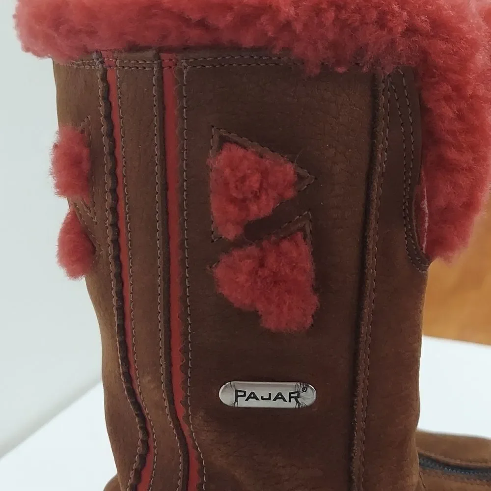 Pajar Suede Pink Shearling Snow Gripping Winter Boots Sz 7